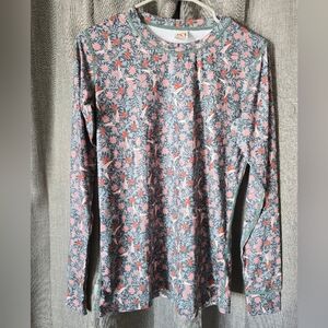 Kari Traa Fryd Long Sleeve Baselayer Top Size Large Green Floral Printed Wings